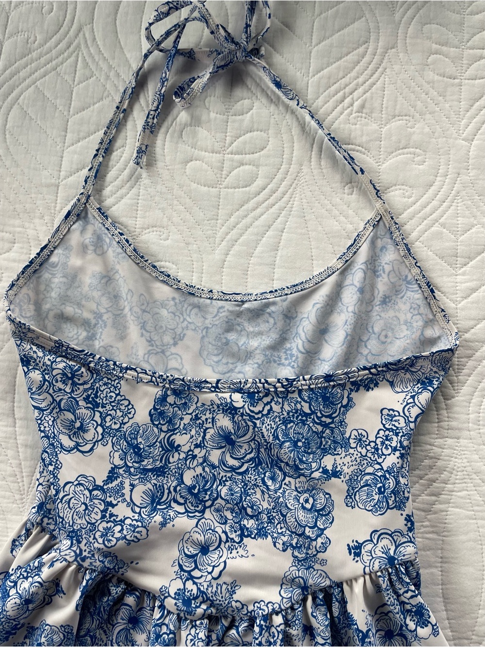 💙Vintage American Apparel White Mini Dress with Blue Floral Print💙 - Picture 6 of 16